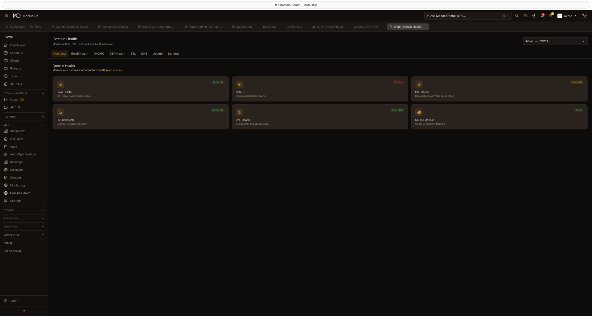 Domain Health & Uptime — ModusOp