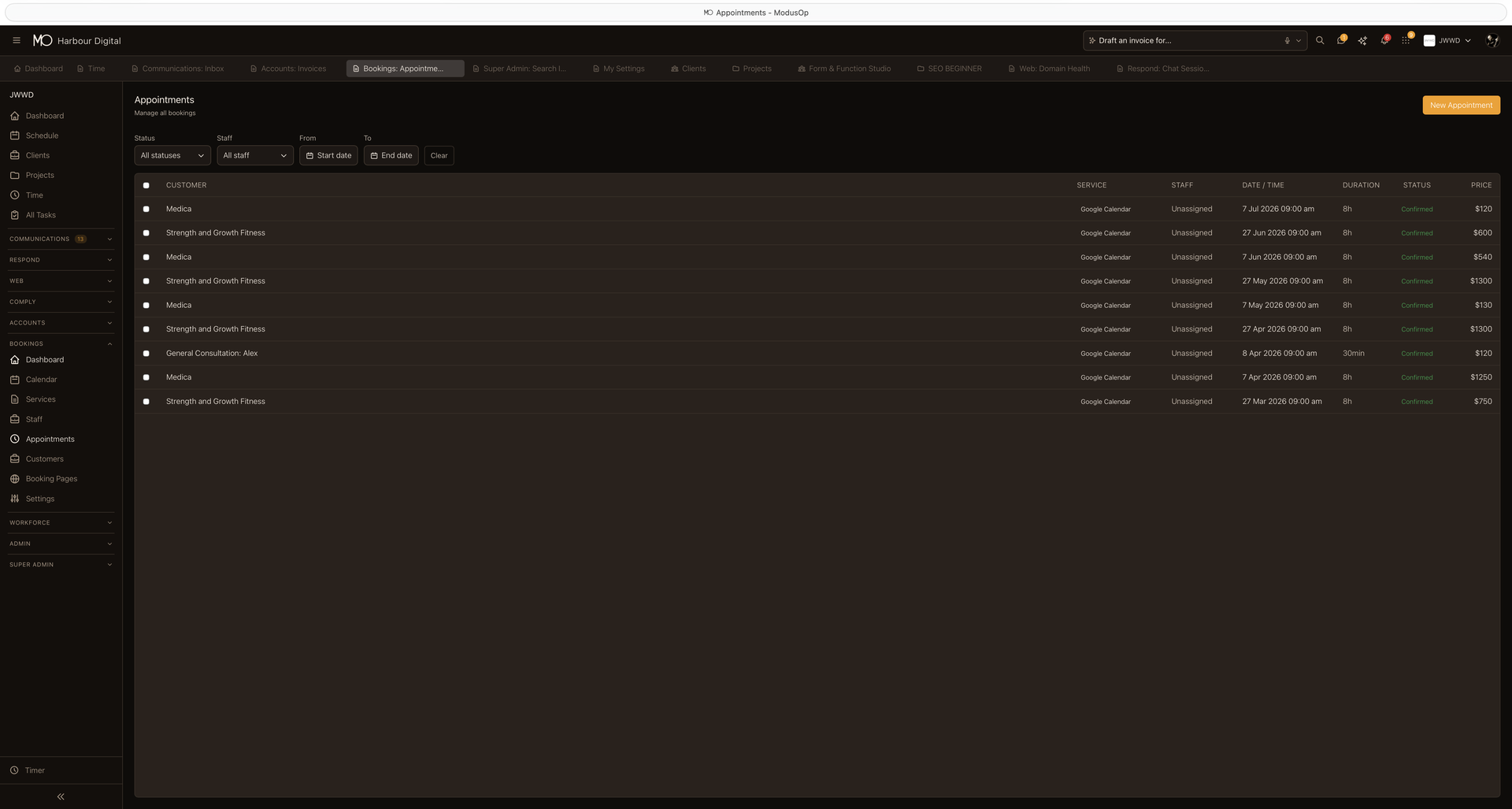Online Bookings — ModusOp