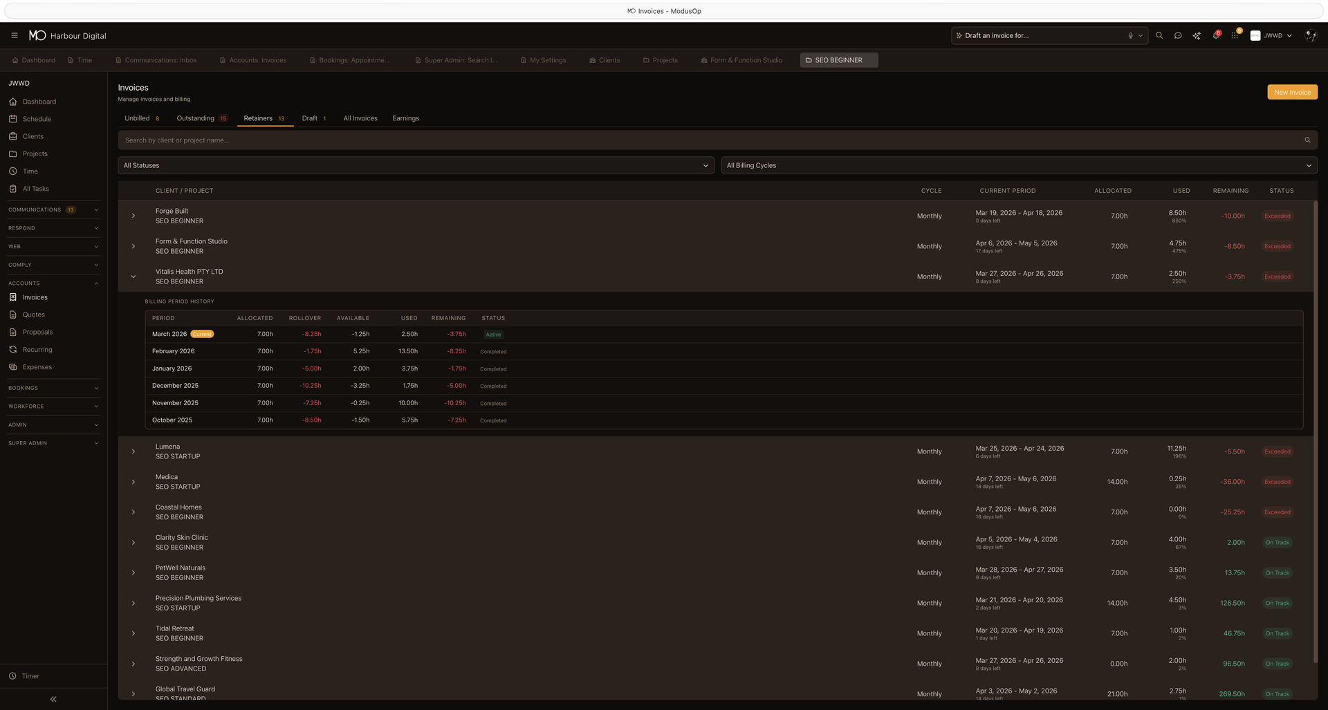 Retainer Tracking — ModusOp