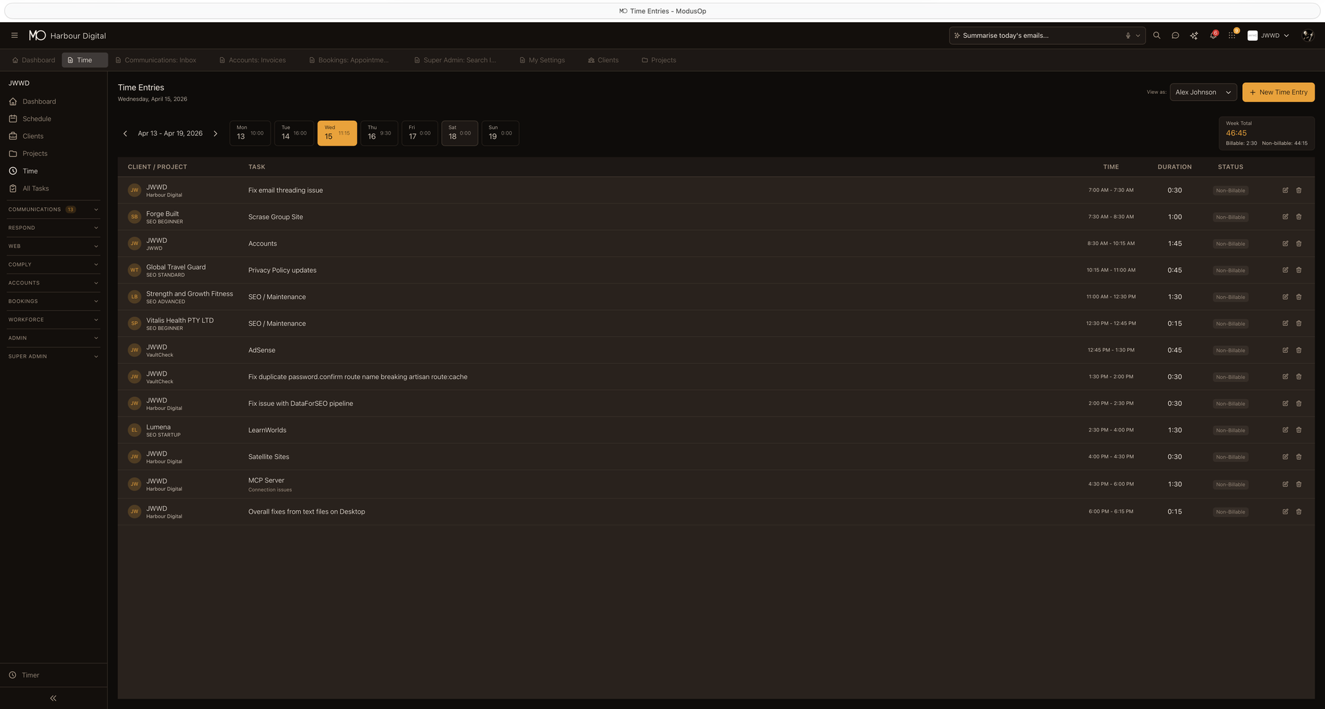 Time Tracking — ModusOp